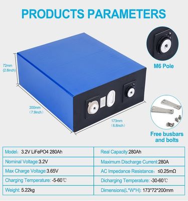 MSDS 3000times 3.2 V 280ah Lifepo4 बैटरी प्रिज्मीय लिथियम आयन बैटरी